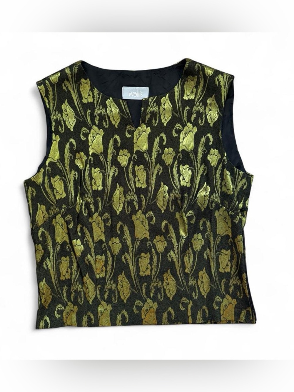 Wallis Black and Olive Metallic Floral Brocade Camisole